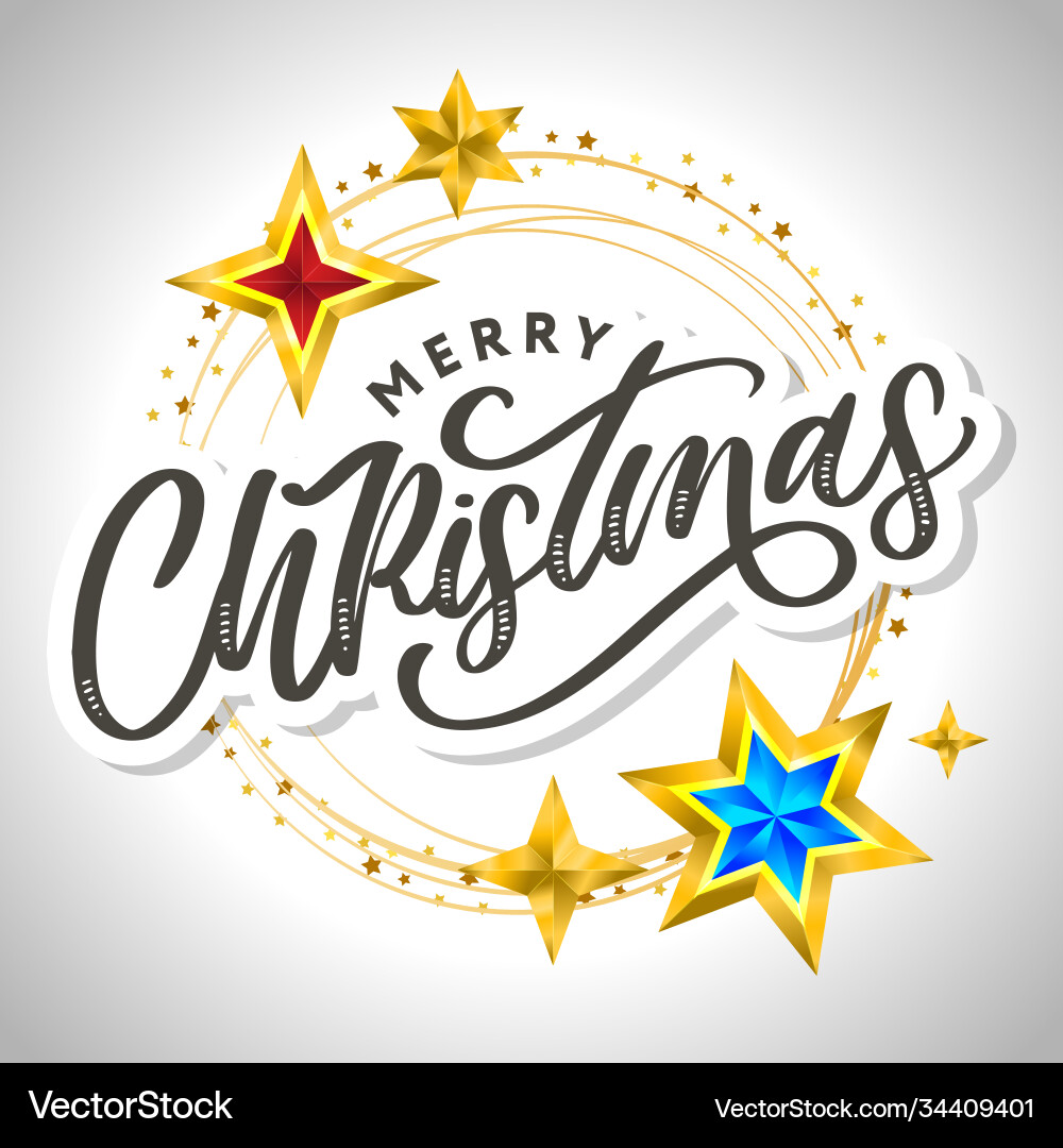 Merry christmas card with hand drawn lettering Merry christmas card with hand drawn lettering vector image