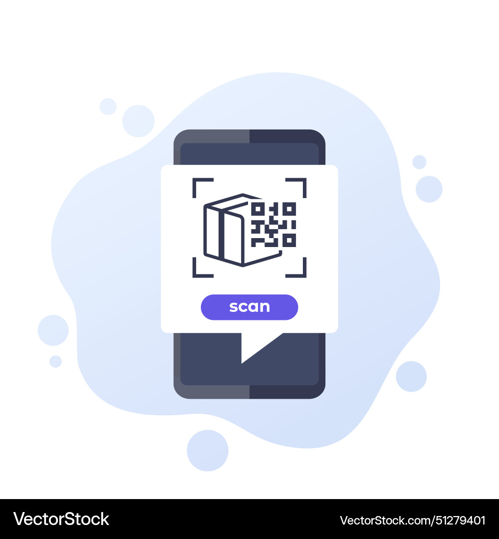 Parcel qr code scanning icon with a phone vector image