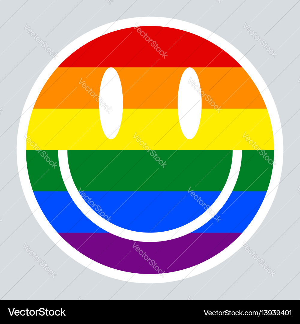 Regenbogen Pride Smiley Icon Vektorbild
