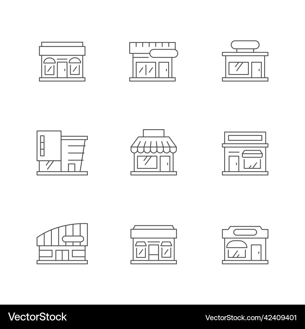 Set line icons of shop building Vector Image