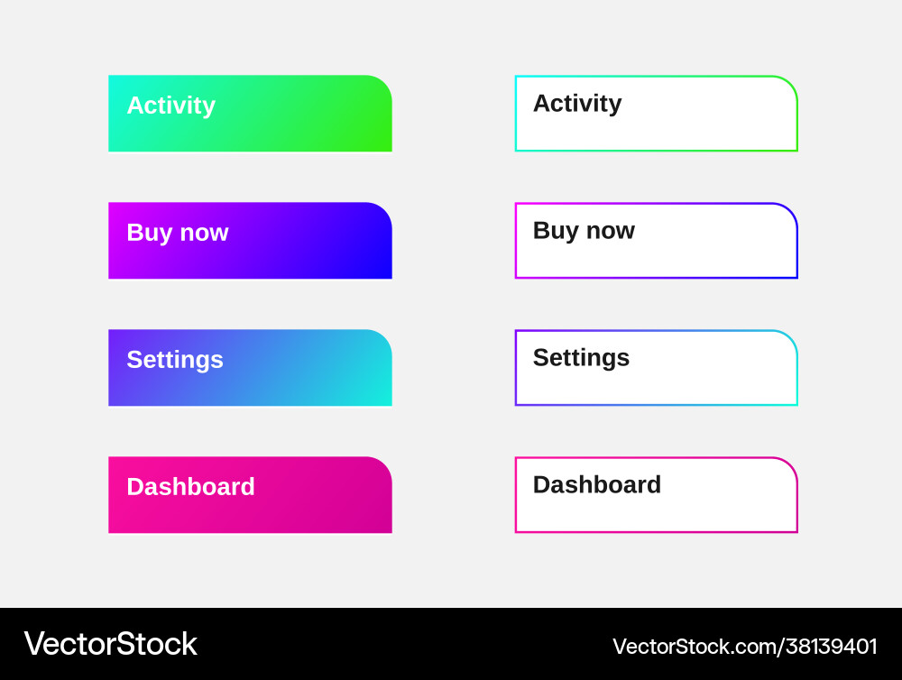 Set modern gradient app website page or game Set modern gradient app website page or game vector image