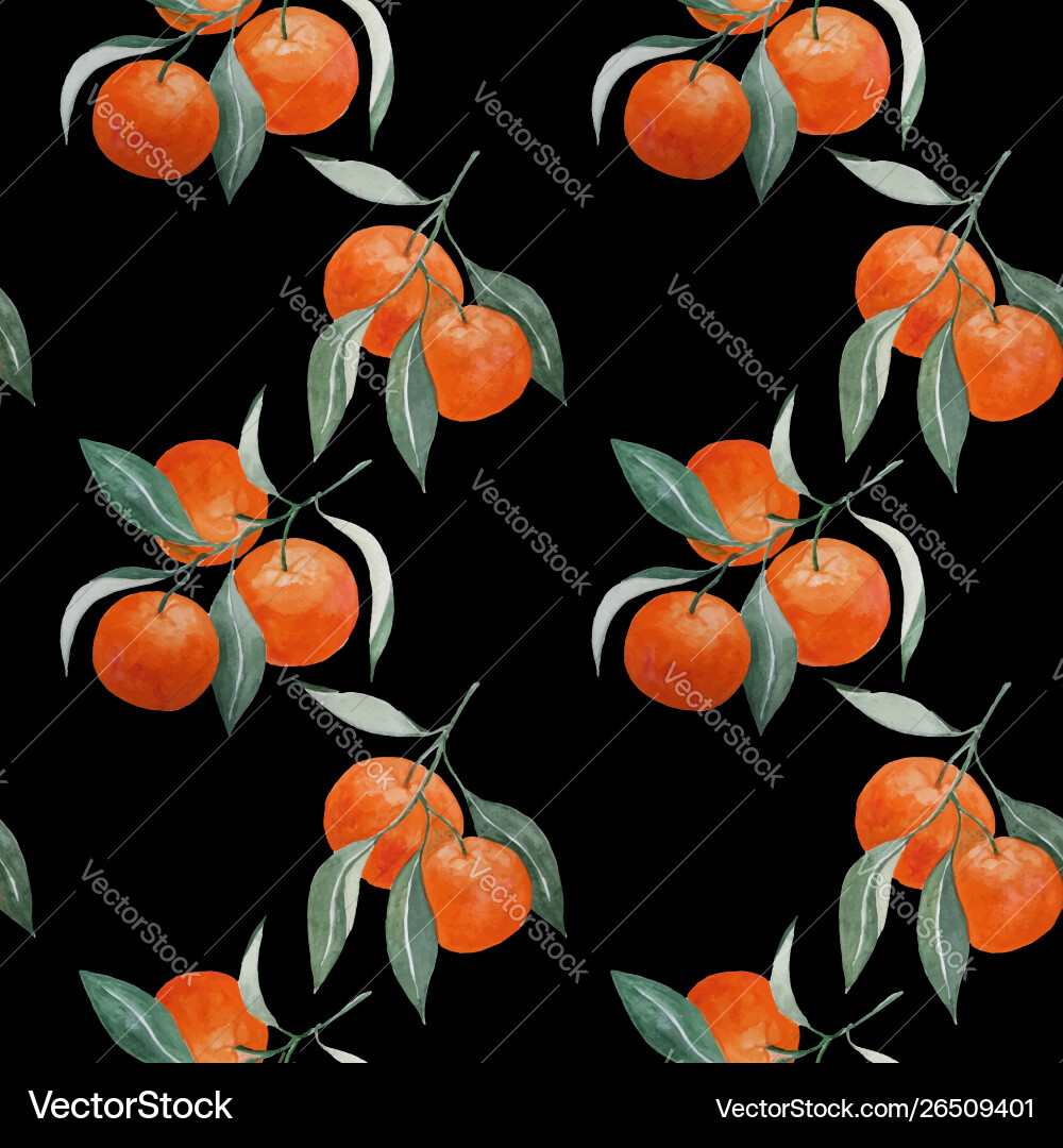 Tangerine Branches Seamless Pattern vector image