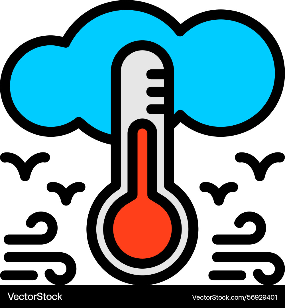 Thermometer line filled style icon design Vector Image