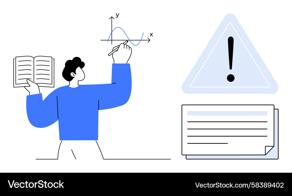 Data Analysis & Insight - Graph with Warning Vector Image