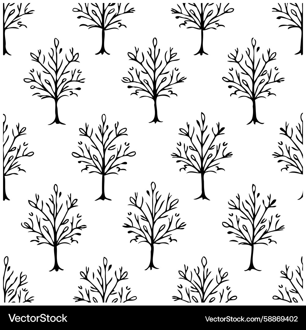 Elegant Tree Pattern - Seamless Vector Image
