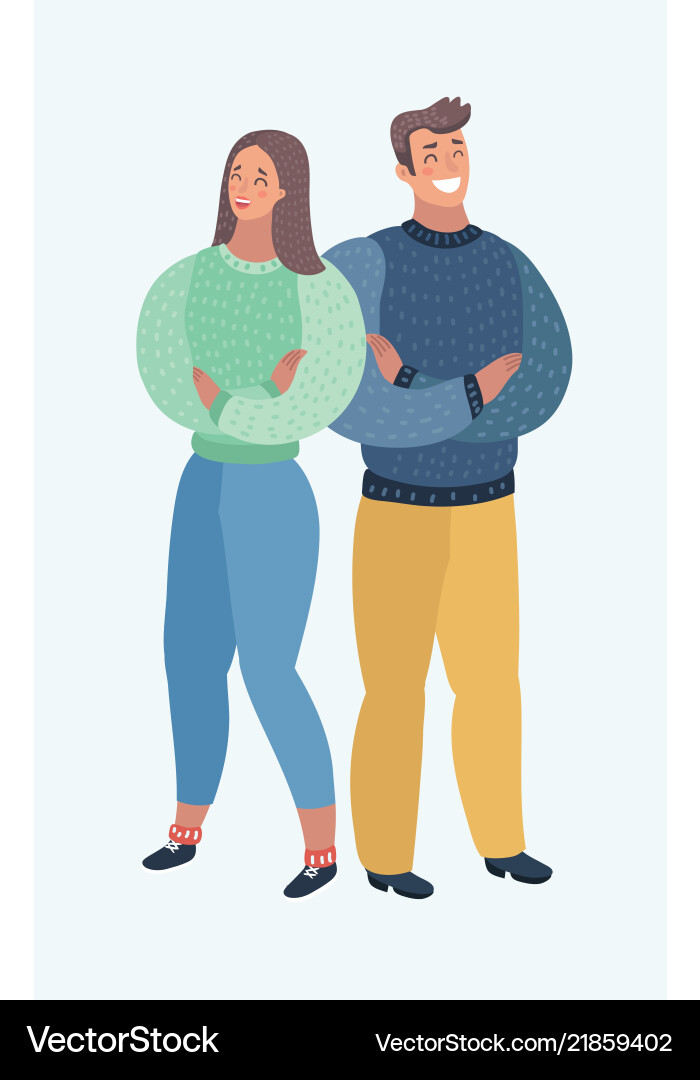 Full length couple standing arms crossed vector image