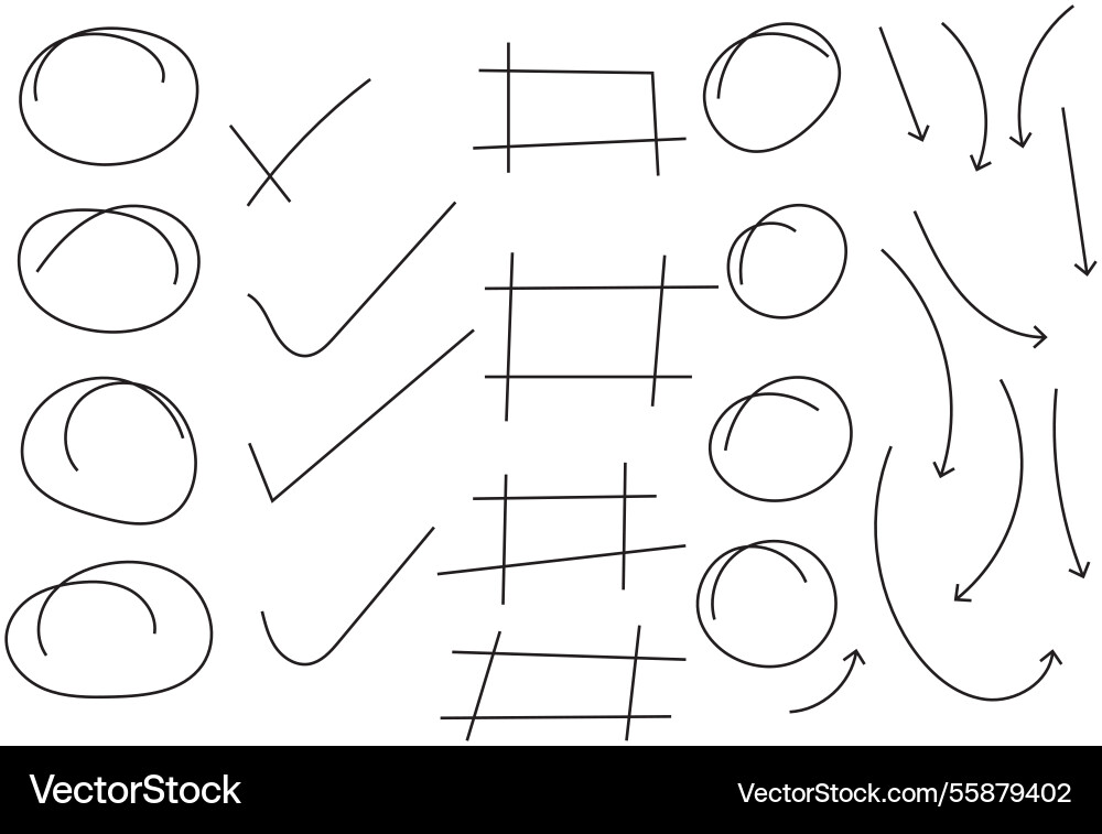 Hand drawn highlight arrows text underline strok vector image