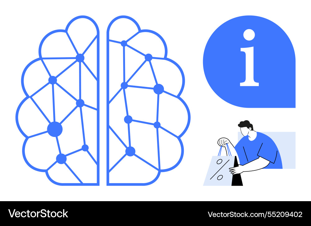 Neural network with information symbol Neural network with information symbol Vector Image