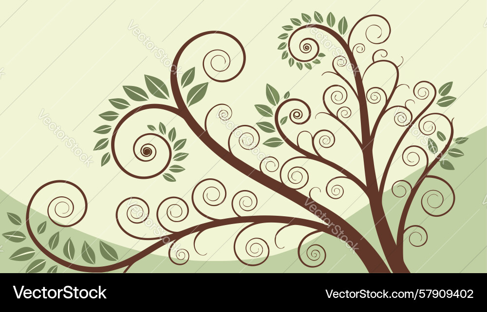 Ornamental swirl tree branches design generative vector image