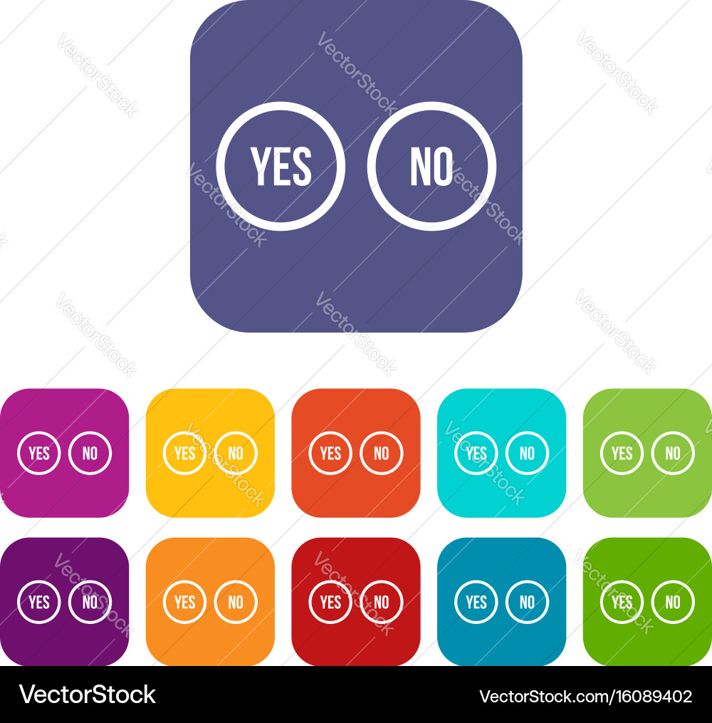 Selection buttons yes and no icons set Vector Image