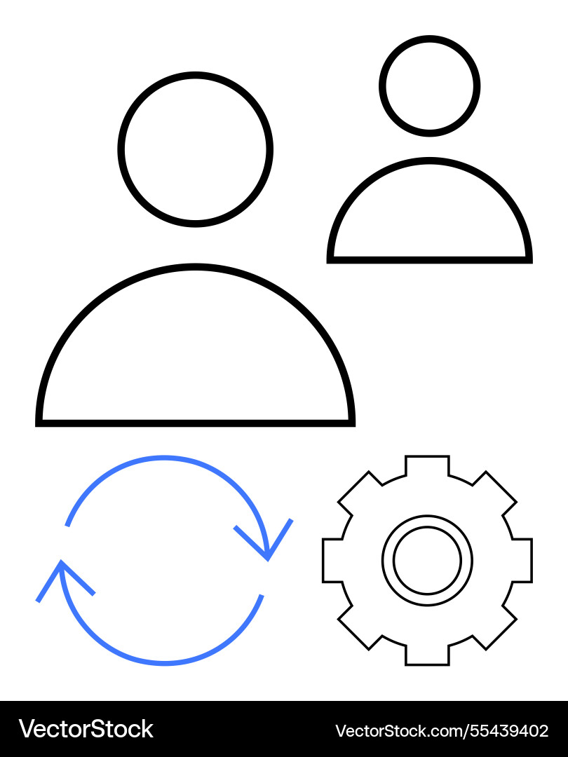 User interaction with settings and system update User interaction with settings and system update vector image