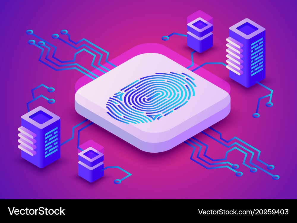 Biometric Blockchain Security vector image