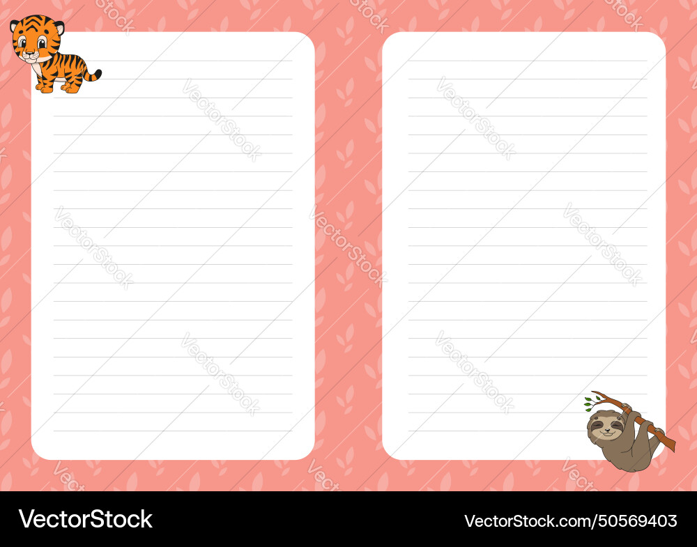 Colored sheet template for notes paper page Vector Image