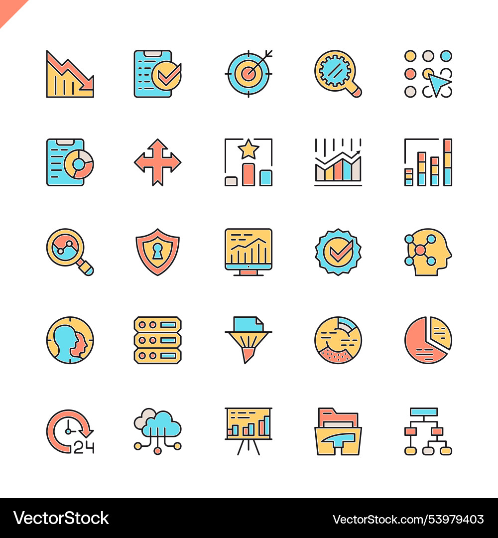 Flat line data analysis statistics analytics vector image
