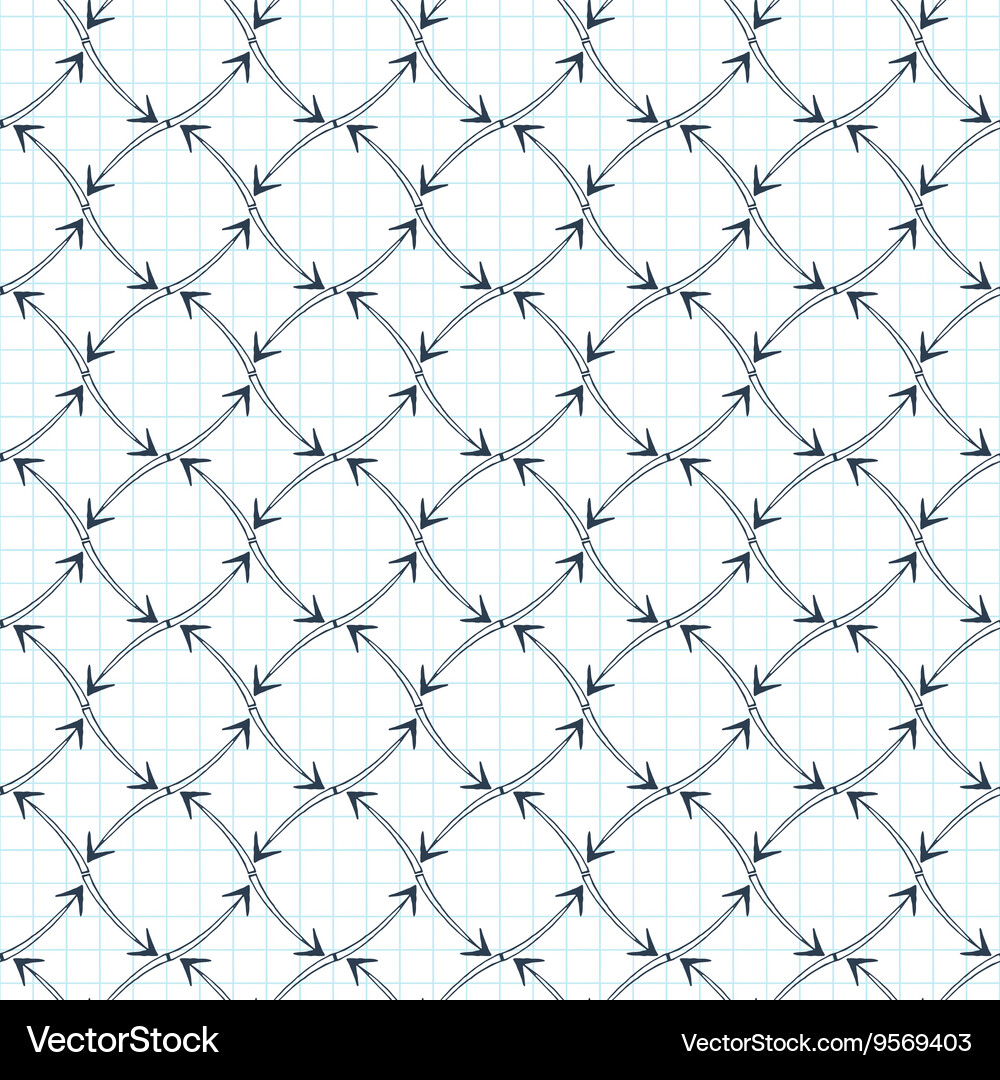 Seamless pattern of arrows on graph paper Vector Image