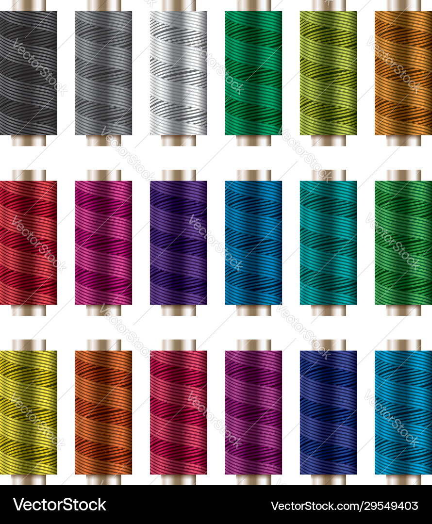 Set colorful spools thread reels Vector Image