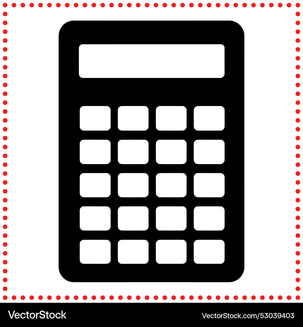 Silhouette of calculator with grid buttons Vector Image