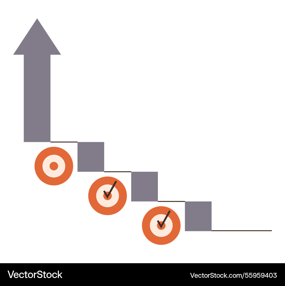 Step-by-step progression with targets achieved Vector Image