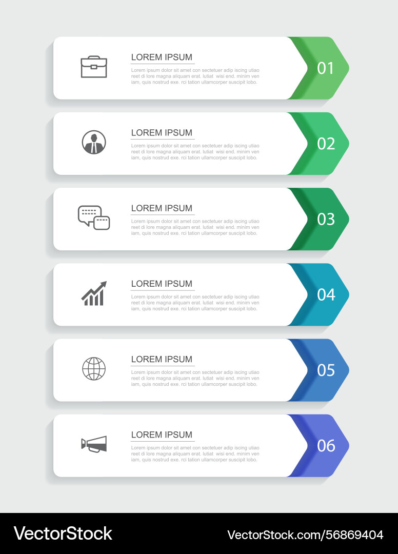 6 data infographics rectangle tab index template 6 data infographics rectangle tab index template vector image
