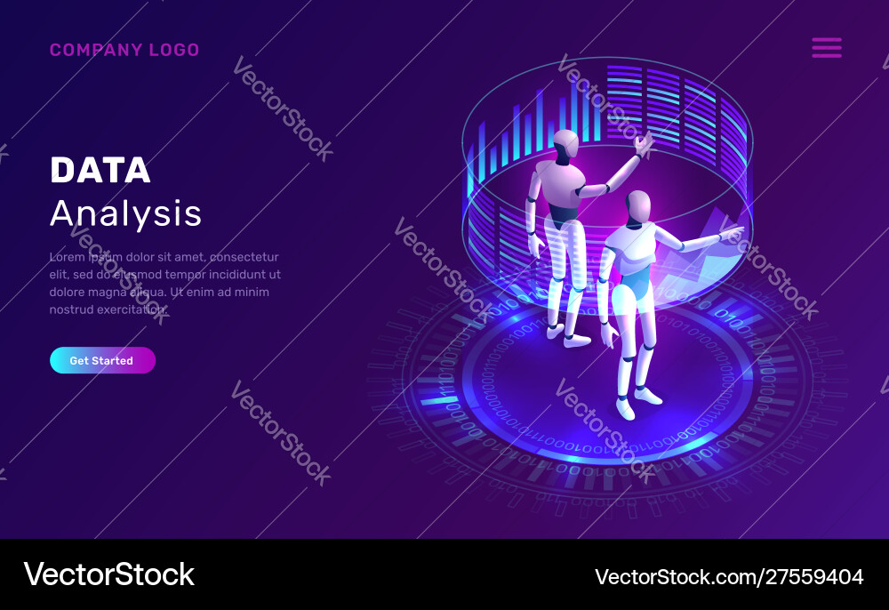 Data analysis artificial intelligence isometric Data analysis artificial intelligence isometric vector image