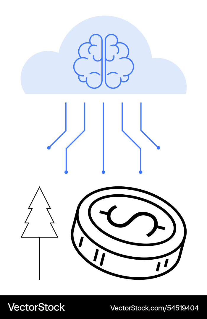 Digital cloud computing artificial intelligence Digital cloud computing artificial intelligence vector image