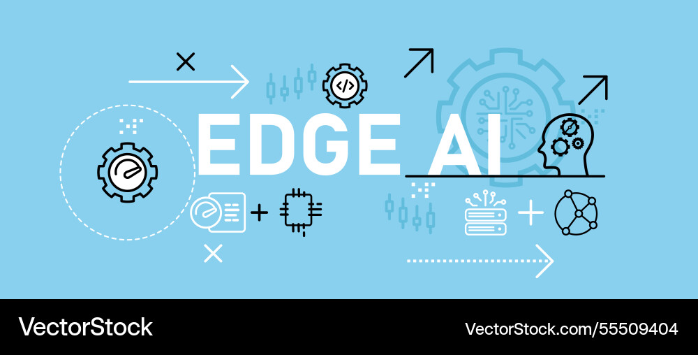 Edge ai conceptual database machine learning Edge ai conceptual database machine learning vector image