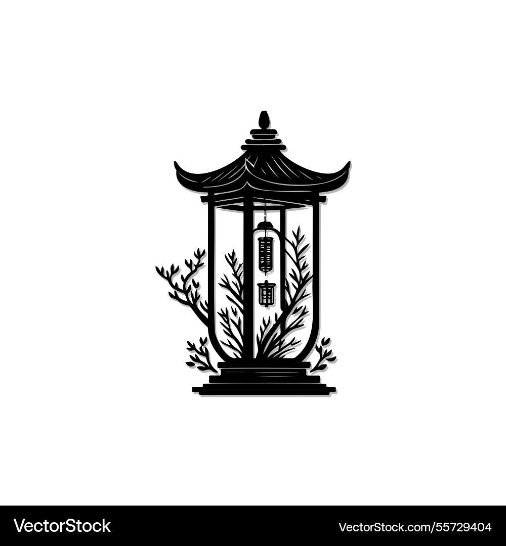 Elegant asian pagoda silhouette Elegant asian pagoda silhouette Vector Image
