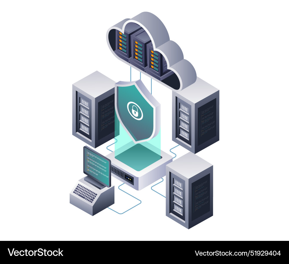 Endpoint security for cloud server data analysis Vector Image