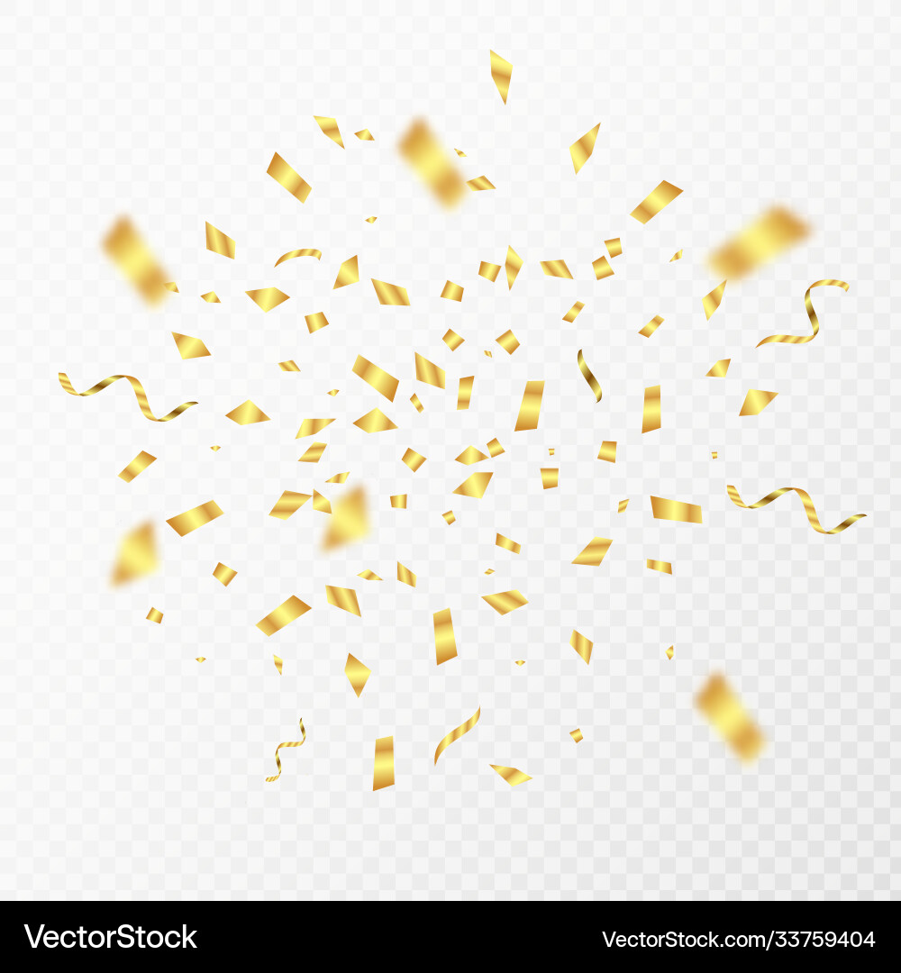Golden confetti gold 3d party shiny flying Golden confetti gold 3d party shiny flying vector image