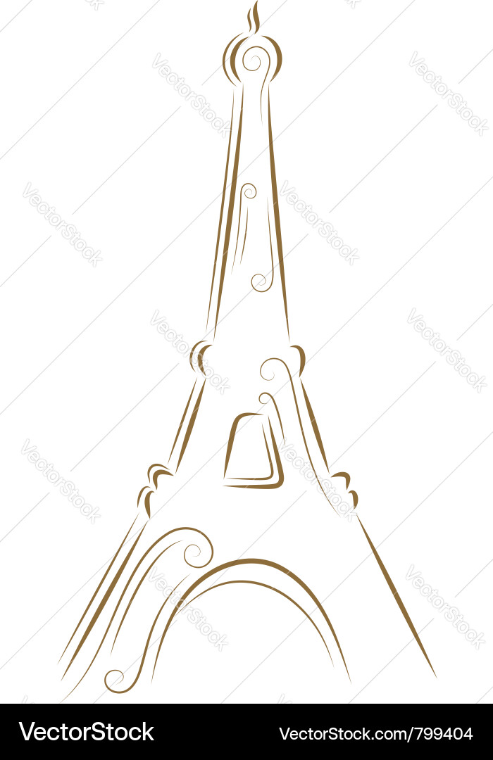 Golden Eiffel Tower Sketch Vector Image
