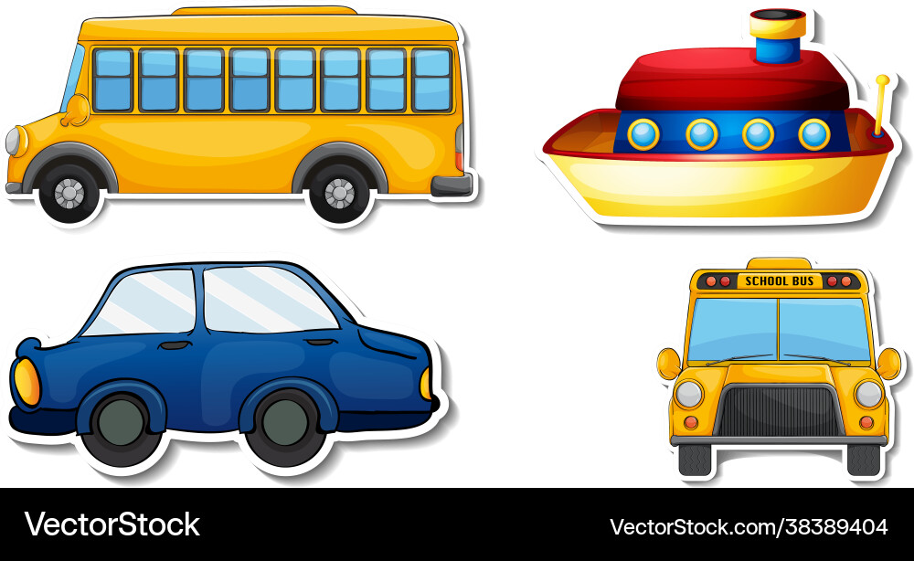 Random stickers with transportable vehicle objects Random stickers with transportable vehicle objects vector image