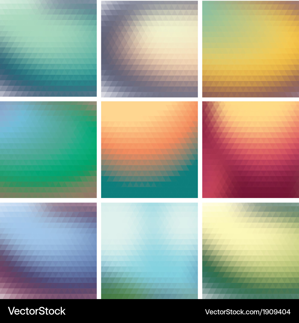 Set of colorful mosaic background triangles vector image