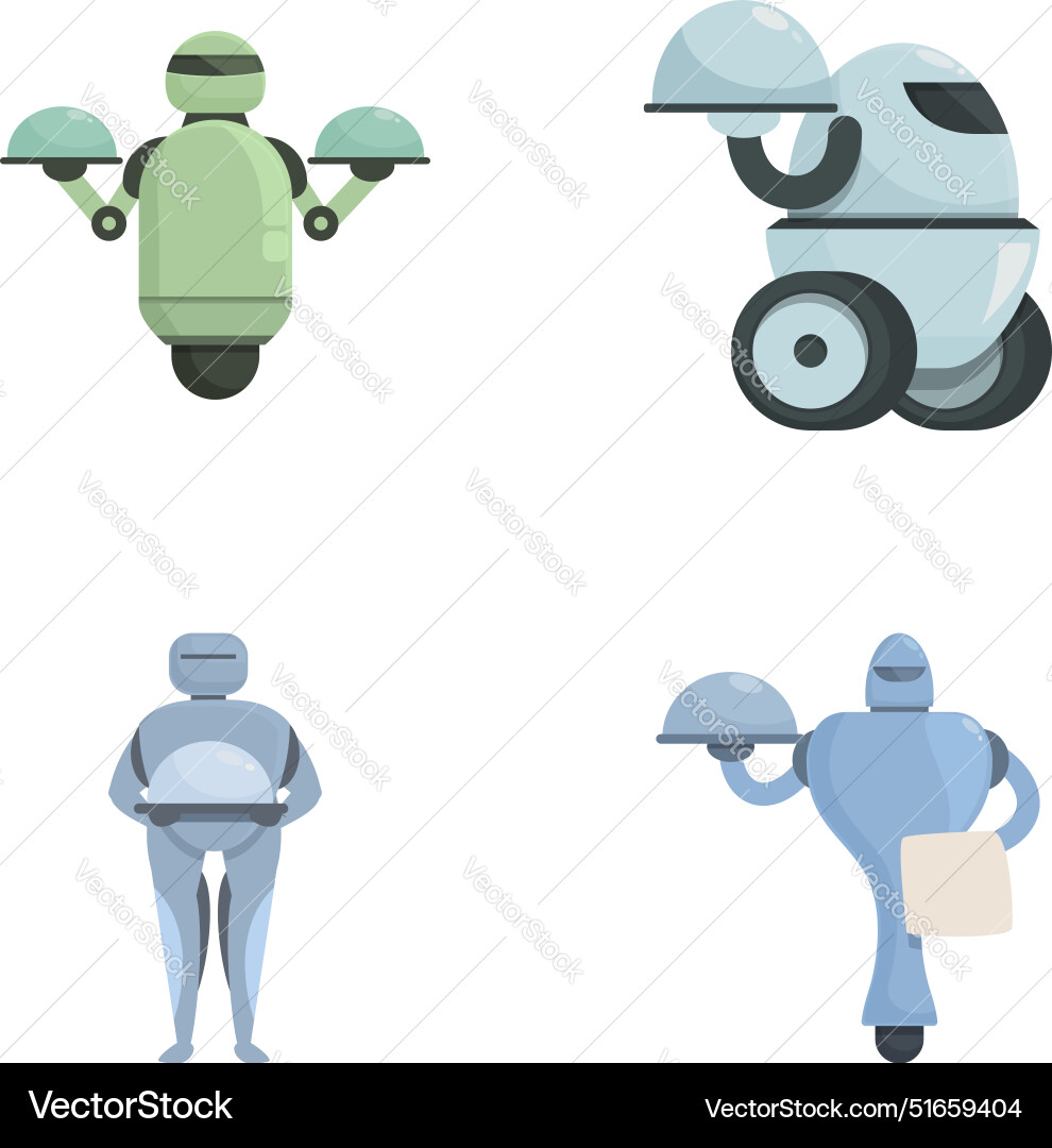 Set of modern delivery robots and drones Set of modern delivery robots and drones vector image