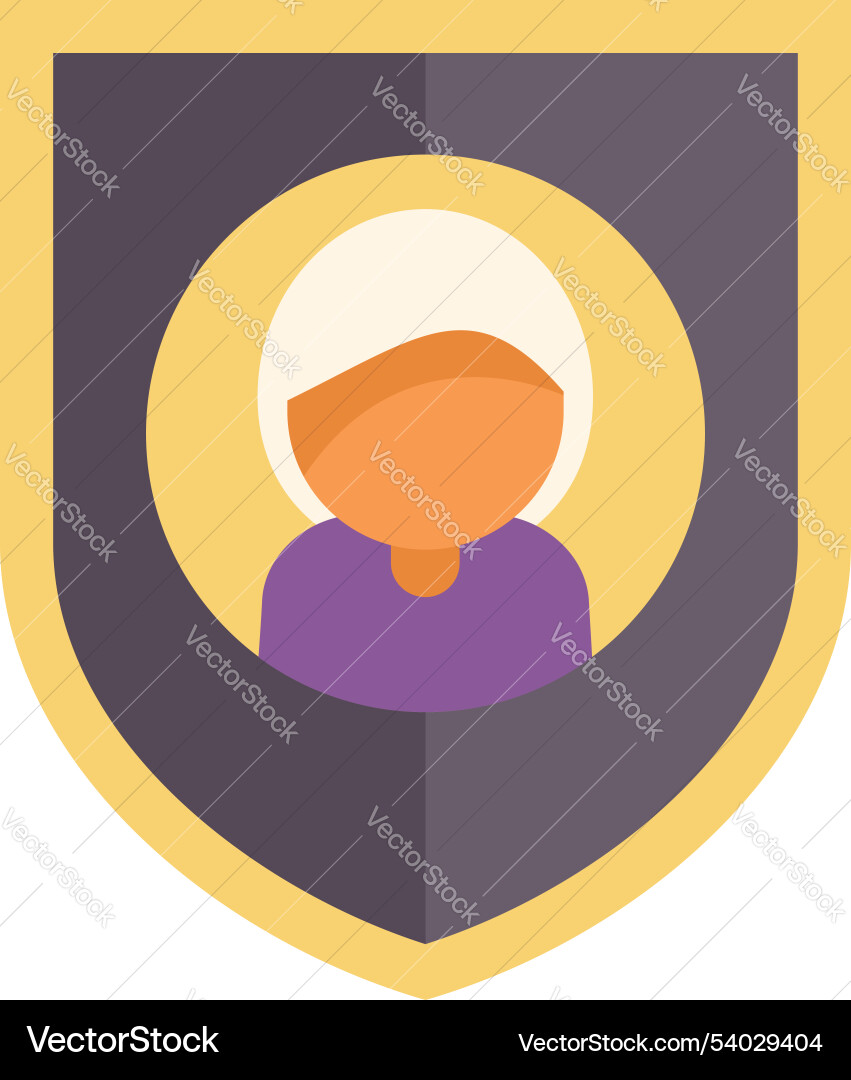 Shield protecting user account with profile Shield protecting user account with profile Vector Image