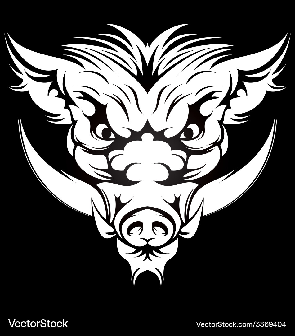 White Boar with Tribal Markings vector image
