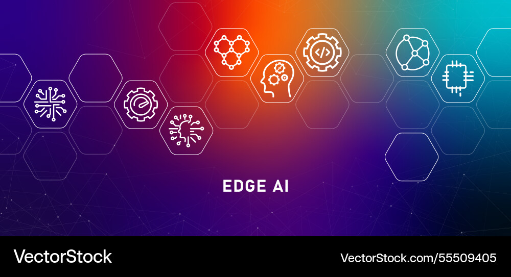 Edge ai gradient header device nodes computing Edge ai gradient header device nodes computing vector image
