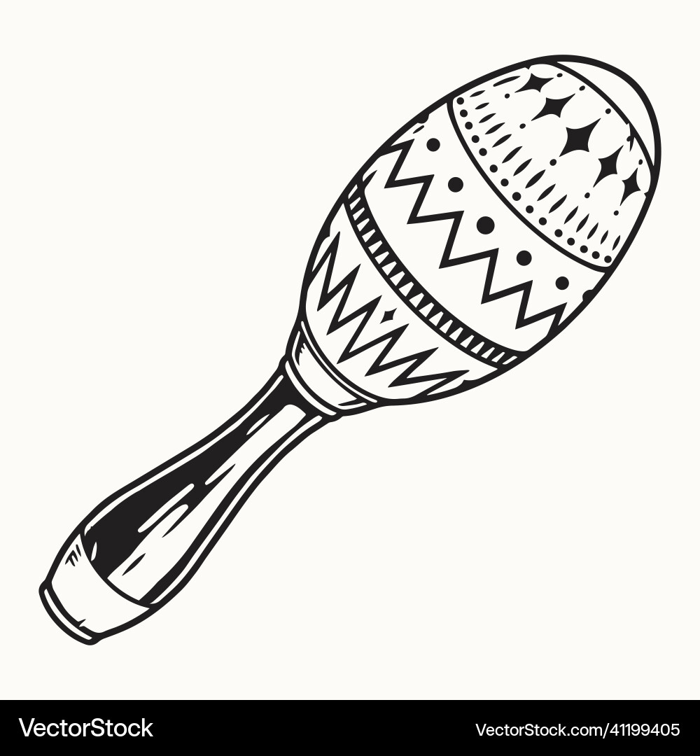 Einfarbige Ikone von maraca mit Ornament Einfarbige Ikone von maraca mit Ornament vektorbild