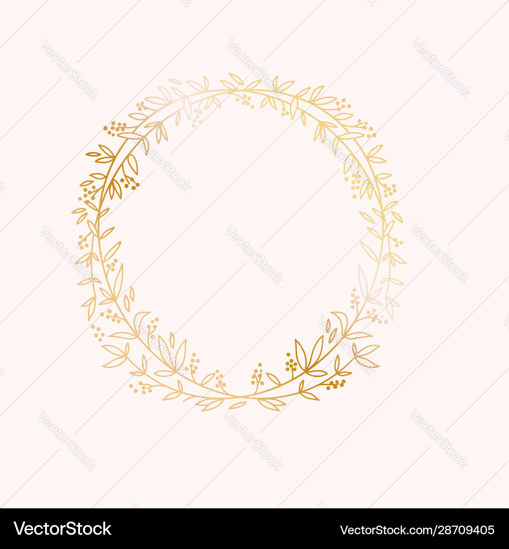 Elegant Gold Wreath Border Frame vector image