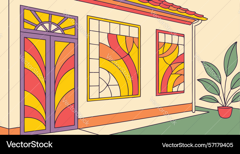 Modern storefront with abstract colorful window Modern storefront with abstract colorful window vector image