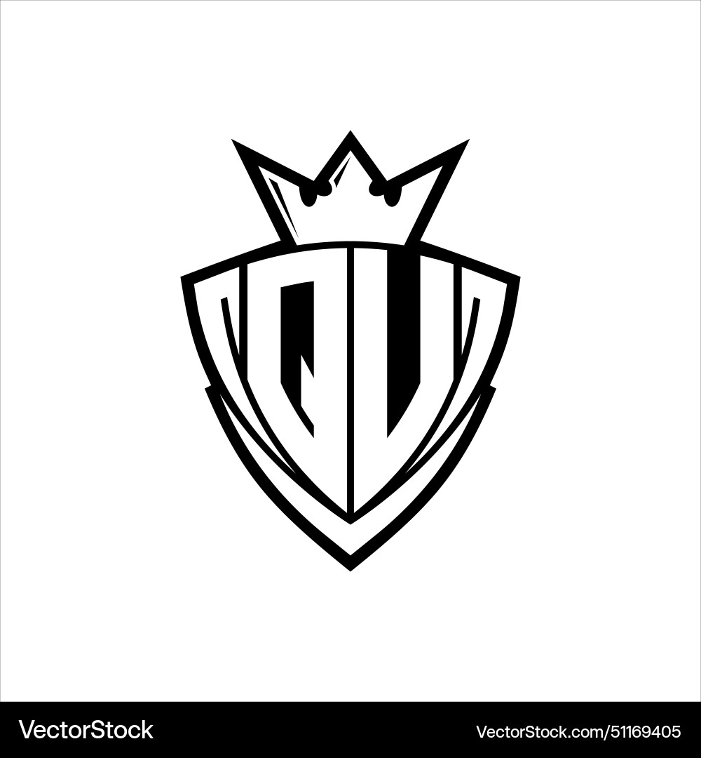 Qu letter logo with sharp triangle shield shape Qu letter logo with sharp triangle shield shape Vector Image