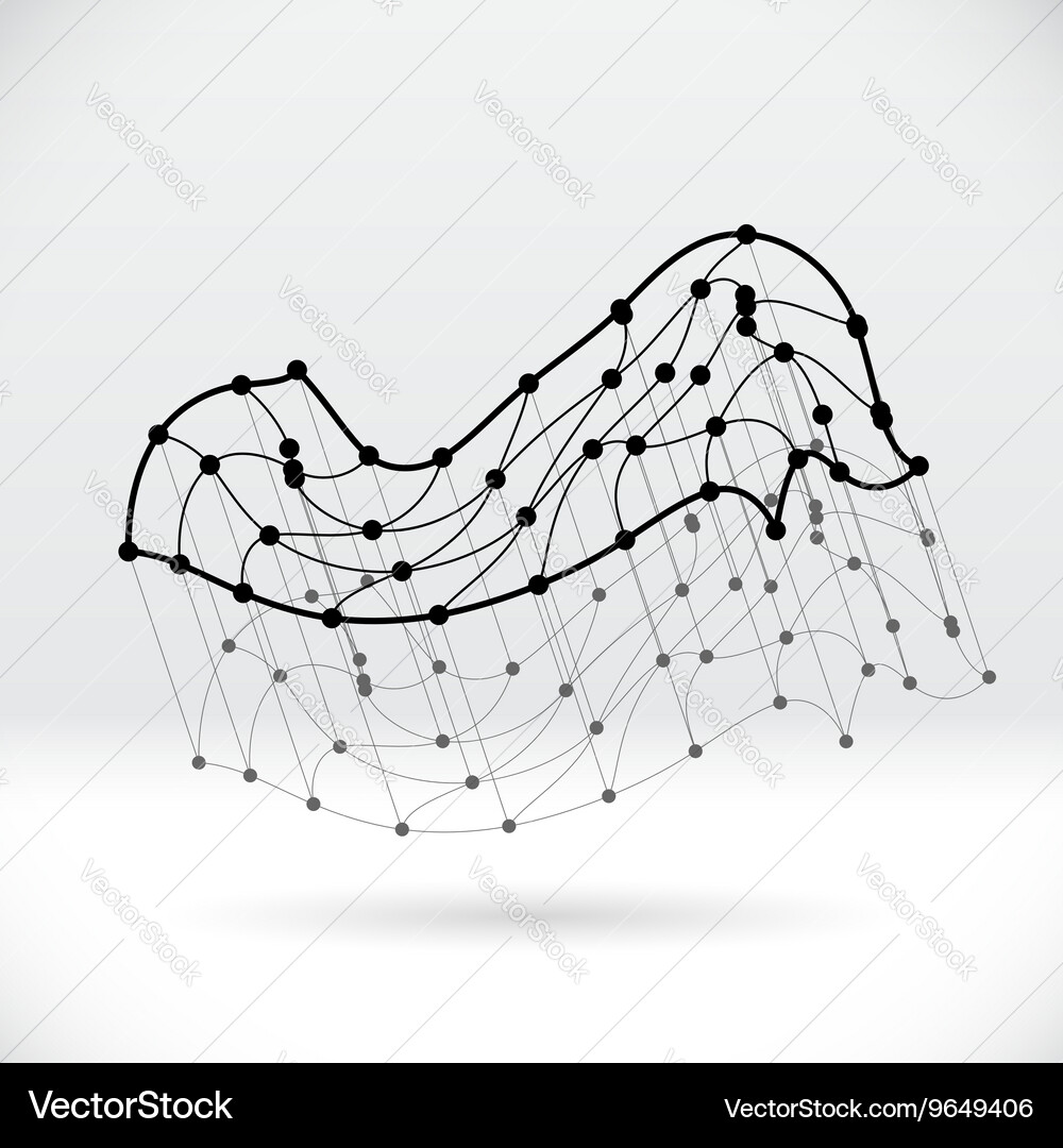 Abstract 3d wireframe shape with connected Vector Image