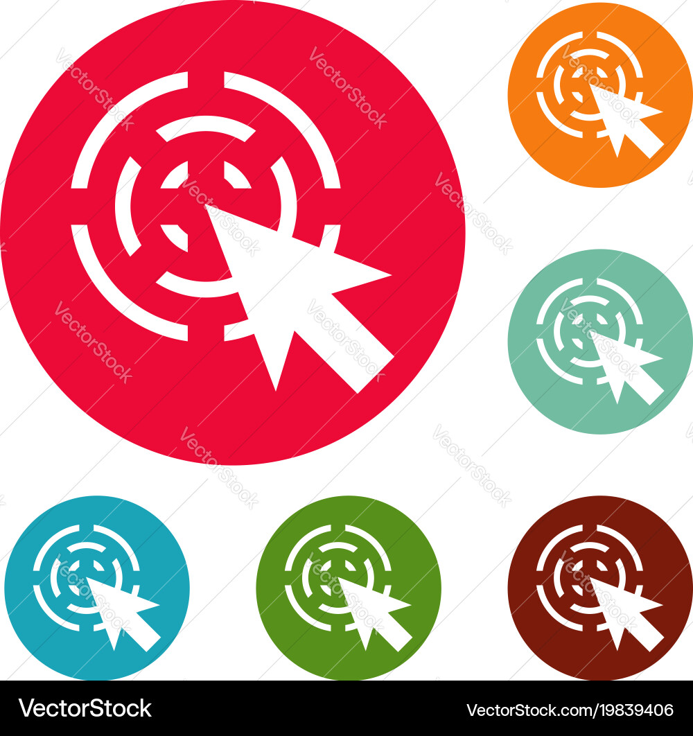 Cursor interactive icons circle set vector image