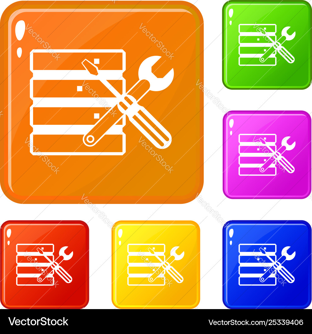 Database with screwdriverl and spanner icons set vector image
