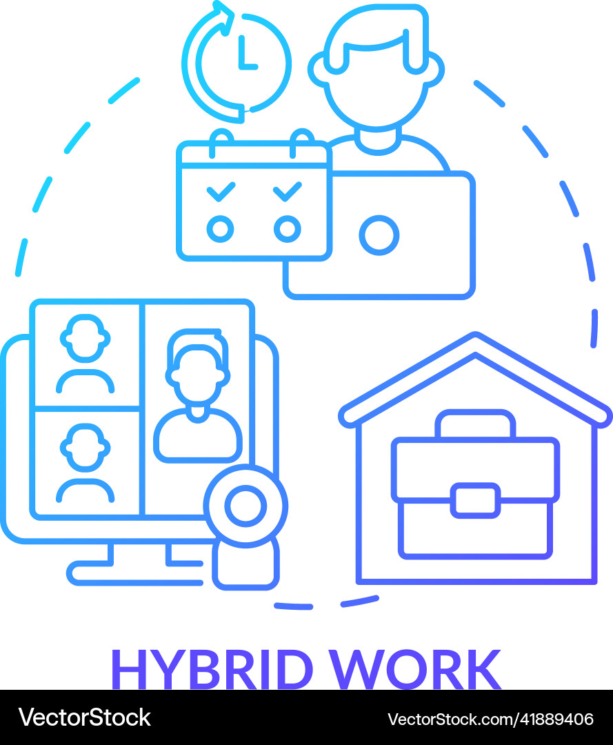 Hybrid Work Concept Icon - Blauer Gradient Vektorbild