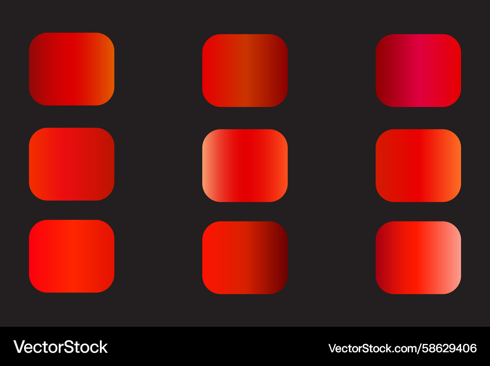 Nine square ui elements showcasing red and orange Vector Image