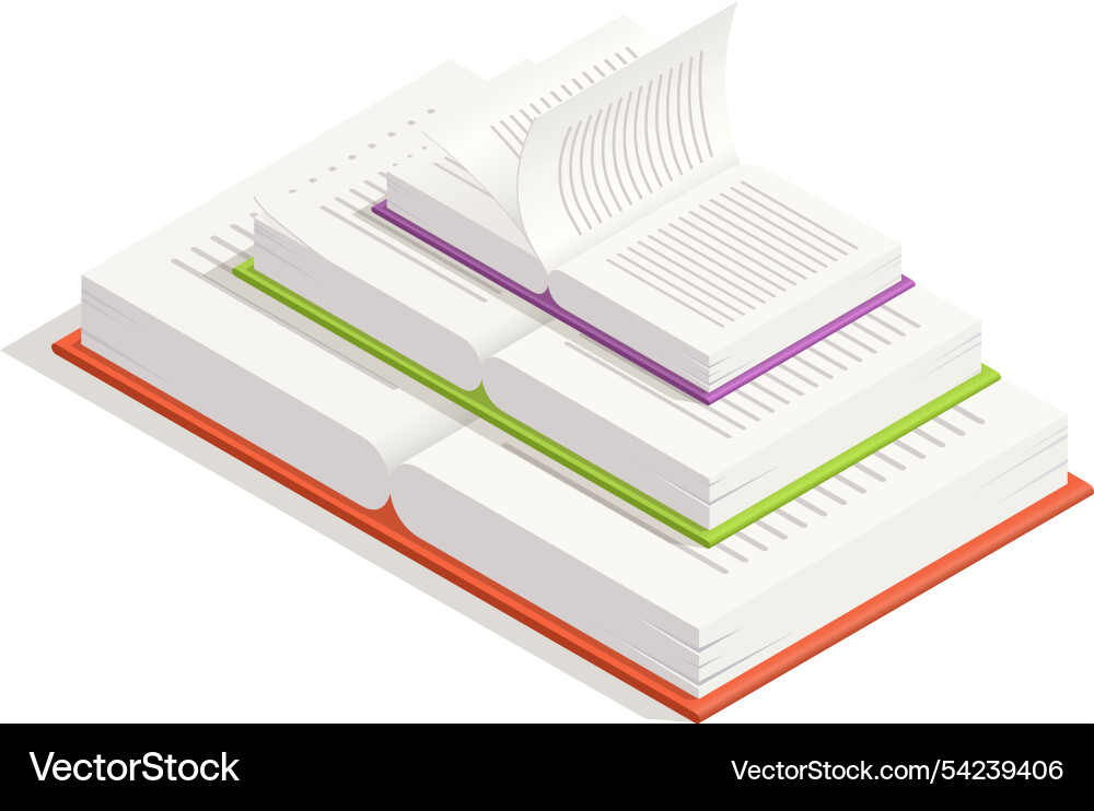 Open book with turning pages lying on two closed Open book with turning pages lying on two closed vector image