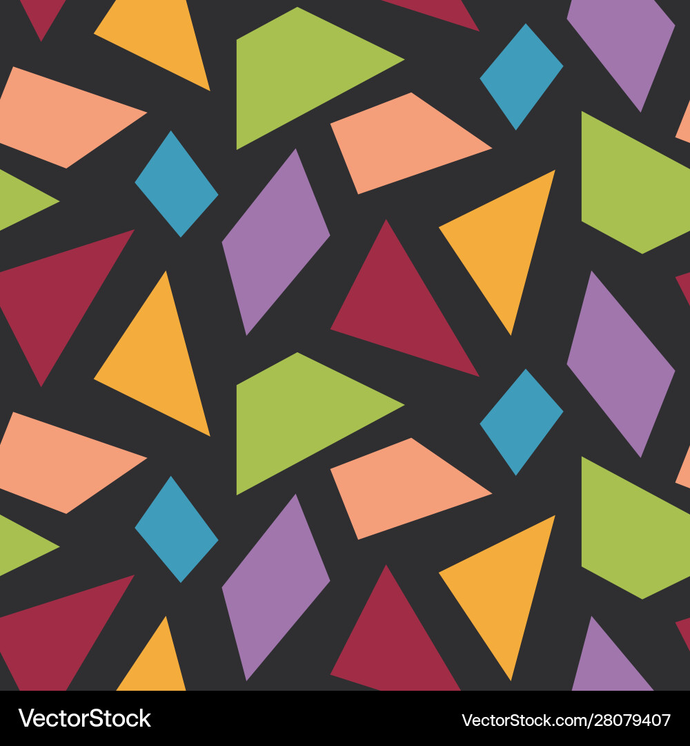 Bright simple shapes on black seamless pattern Bright simple shapes on black seamless pattern vector image