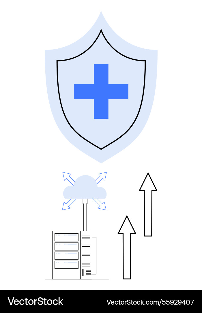 Cloud security with data backup indicated Cloud security with data backup indicated vector image