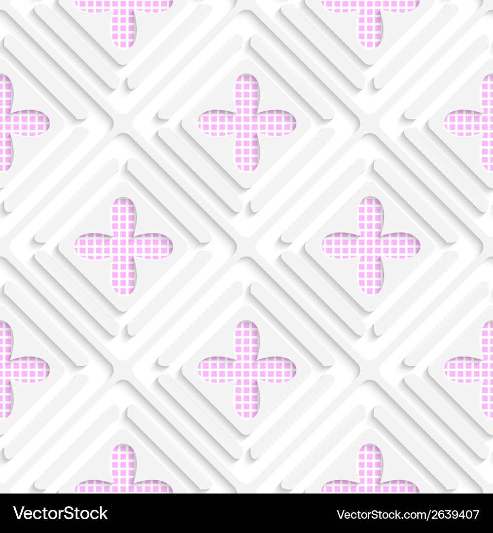 Diagonal checked flowers and frames pattern Vector Image