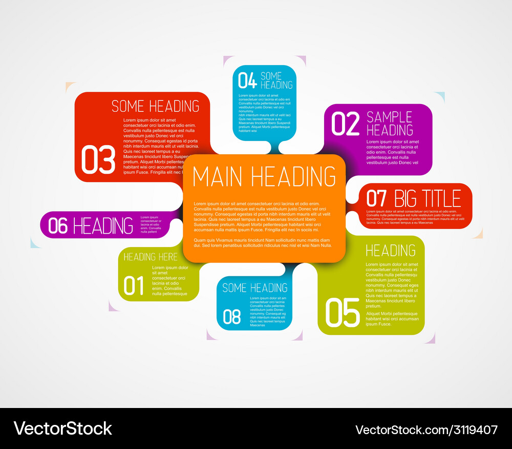 Diagram template with various descriptive bubbles Vector Image